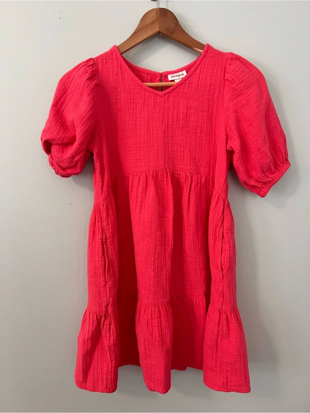 Cat & Jack Pink Cotton Muslin Dress Pockets • Large (10-12)